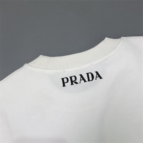 2025秋冬新作 ホワイト トライアングルロゴデザイン 上質 シンプル Prada プラダ コピー スウェット