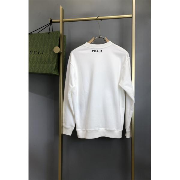 2025秋冬新作 ホワイト トライアングルロゴデザイン 上質 シンプル Prada プラダ コピー スウェット