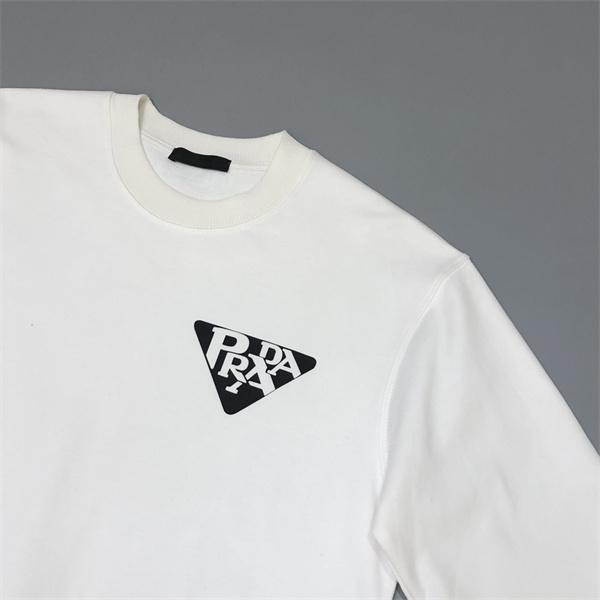 2025秋冬新作 ホワイト トライアングルロゴデザイン 上質 シンプル Prada プラダ コピー スウェット
