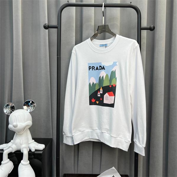 Prada プラダ 2025秋冬限定 ホワイト グラフィックプリントデザイン 柔らか カジュアル 偽物 スウェット