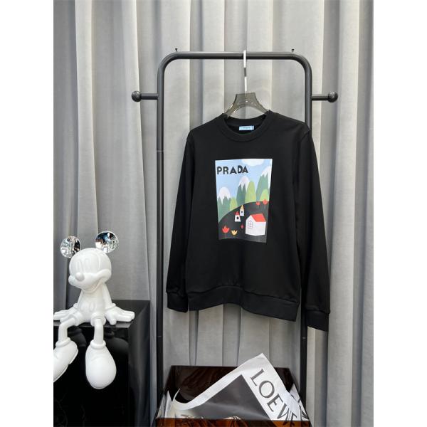 Prada プラダ 2025秋冬限定 ホワイト グラフィックプリントデザイン 柔らか カジュアル 偽物 スウェット