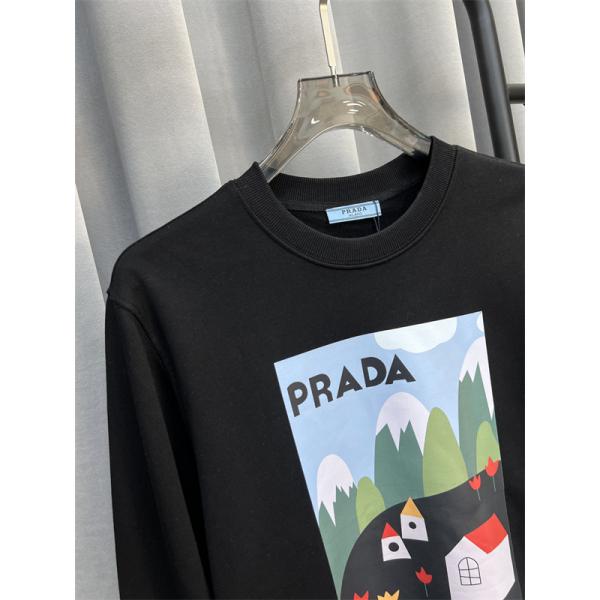 Prada プラダ 2025秋冬限定 ホワイト グラフィックプリントデザイン 柔らか カジュアル 偽物 スウェット