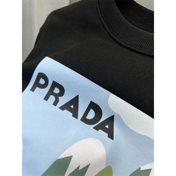 Prada プラダ 2025秋冬限定 ホワイト グラフィックプリントデザイン 柔らか カジュアル 偽物 スウェット