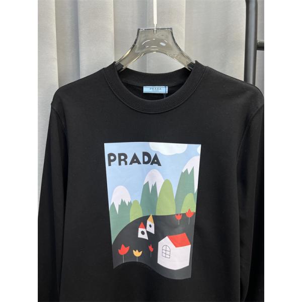 Prada プラダ 2025秋冬限定 ホワイト グラフィックプリントデザイン 柔らか カジュアル 偽物 スウェット