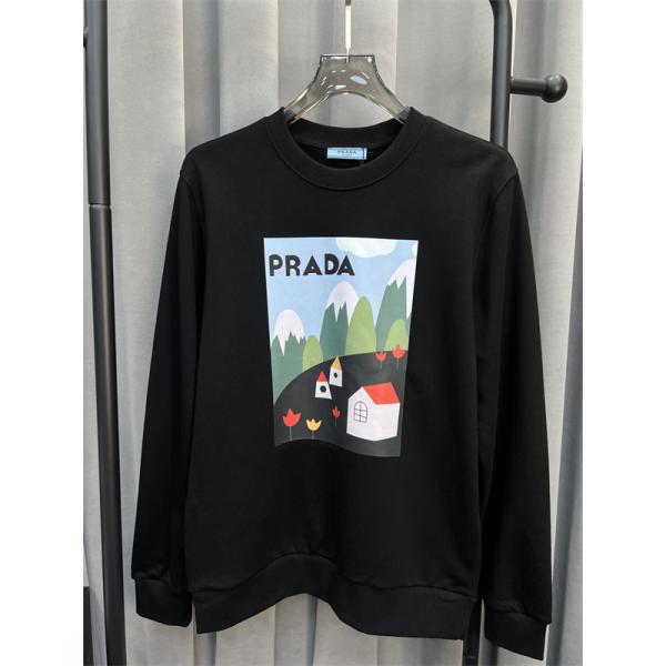 Prada プラダ 2025秋冬限定 ホワイト グラフィックプリントデザイン 柔らか カジュアル 偽物 スウェット