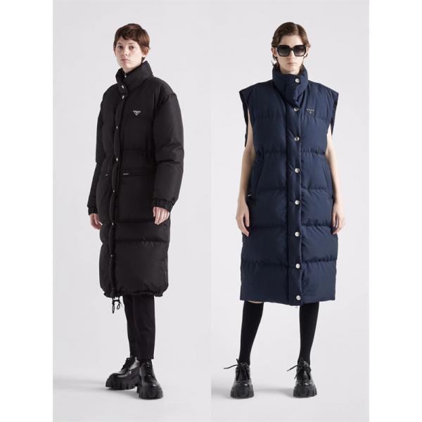 冬季限定 ブラック ロング丈 高級 保温 偽物 ダウンコート 季節限定モデル 人気 Prada プラダ 