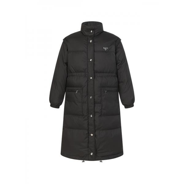 冬季限定 ブラック ロング丈 高級 保温 偽物 ダウンコート 季節限定モデル 人気 Prada プラダ 