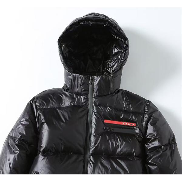 Prada プラダ 人気 ブラック レッドラインアクセント 高級 防寒 スーパーコピー ダウンジャケット