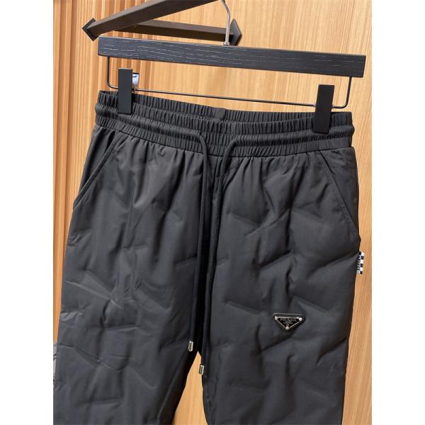 ブラック ダウンパンツ クォイル縫製 束脚 高品質2025秋冬ボトム PRADA スーパーコピー プラダ 
