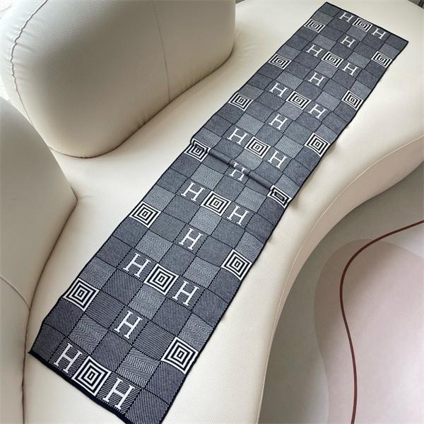 幾何 H ロゴ柄 シックモノクロ HERMES エルメス 偽物 マフラー 秋冬高品質アクセサリー