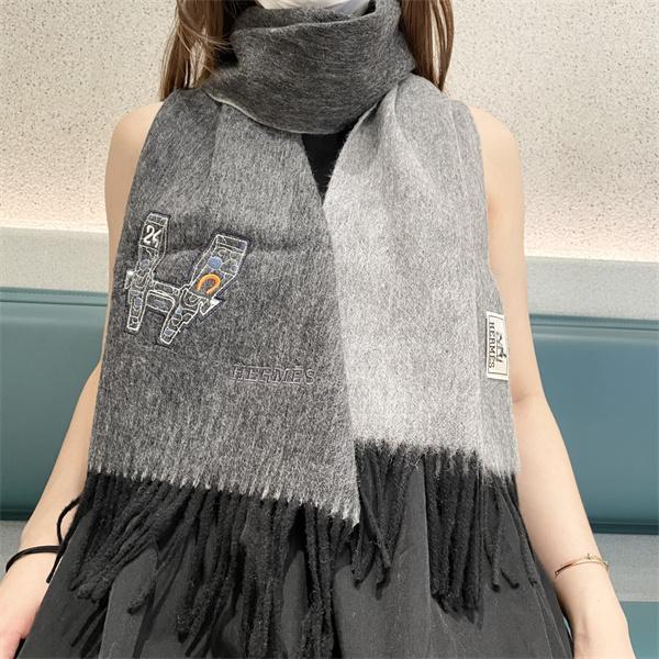 3 色アート刺繍 奢華風 エルメス コピー マフラー 秋冬保温 高品質定番 HERMES