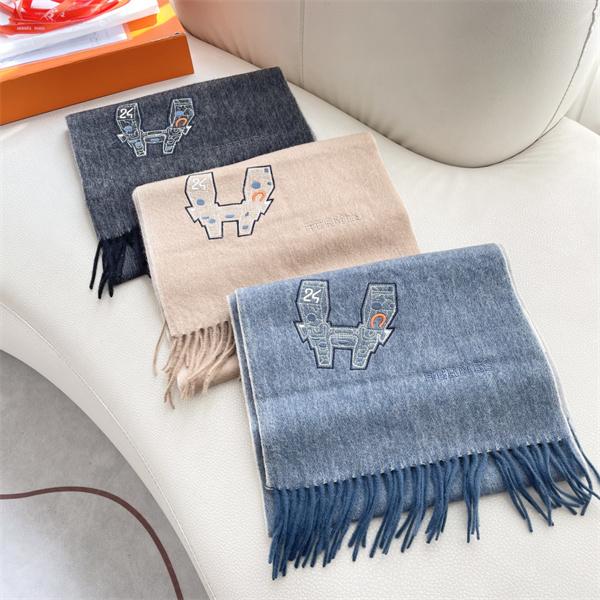 3 色アート刺繍 奢華風 エルメス コピー マフラー 秋冬保温 高品質定番 HERMES