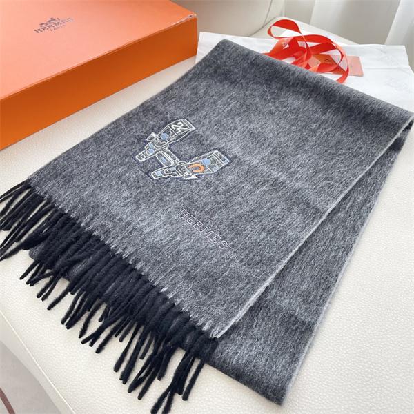 3 色アート刺繍 奢華風 エルメス コピー マフラー 秋冬保温 高品質定番 HERMES