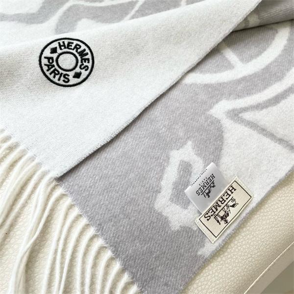 ピースシンボル柄 HERMES ライトグレー エルメス 偽物 マフラー 秋冬高品質アクセサリー