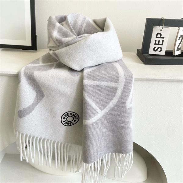 ピースシンボル柄 HERMES ライトグレー エルメス 偽物 マフラー 秋冬高品質アクセサリー