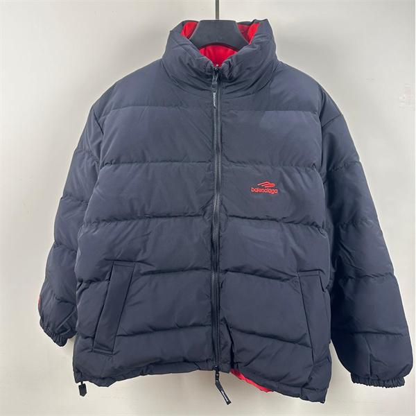 ネイビーレッド裏地 コントラストデザイン バレンシアガ コピー ダウンジャケット 秋冬高品質アウター