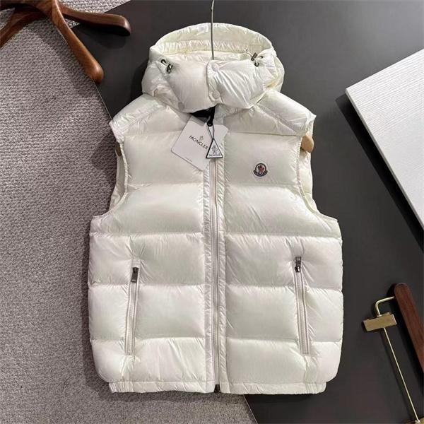 ホワイトフード付 軽量スタイル MONCLER モンクレール コピー ダウンベスト 秋冬温かさ重視