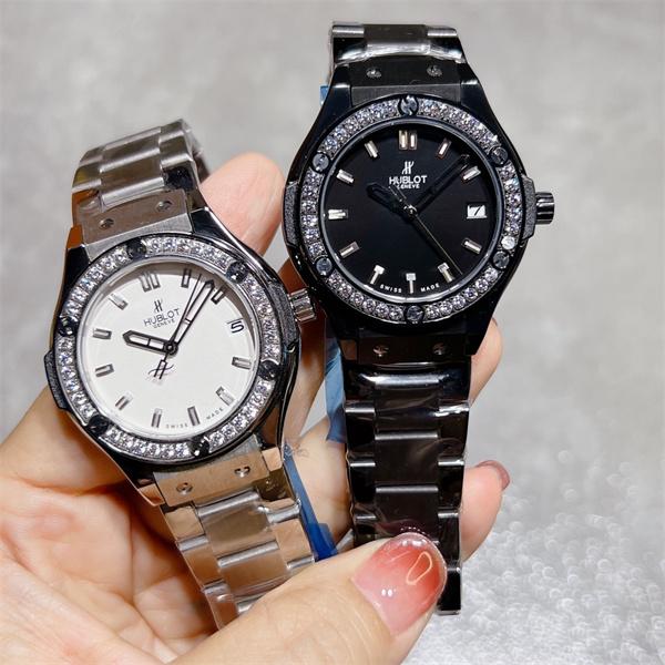 HUBLOT ブラックダイヤモンド装飾 シルバーブレス ユブロット コピー 時計 フェミニン 高品質 腕時計