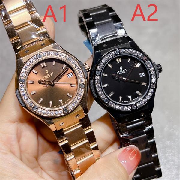 HUBLOT ブラックダイヤモンド装飾 シルバーブレス ユブロット コピー 時計 フェミニン 高品質 腕時計