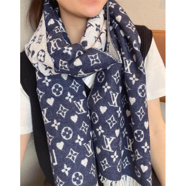 Louis Vuitton ルイ・ヴィトン 小ロゴ ハート柄 カシミヤ ストール マフラー 45×190cm 冬 新作 限定デザイン