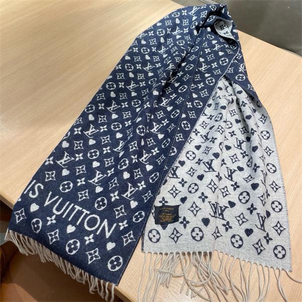 Louis Vuitton ルイ・ヴィトン 小ロゴ ハート柄 カシミヤ ストール マフラー 45×190cm 冬 新作 限定デザイン