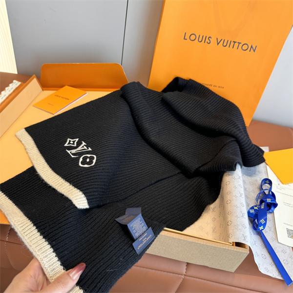 Louis Vuitton ルイ・ヴィトン Headline ウールマフラー 30×180cm モノグラム刺繍 冬用
