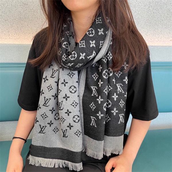 Louis Vuitton ルイ・ヴィトン 限定リバーシブル カシミヤシルクマフラー 48×200cm