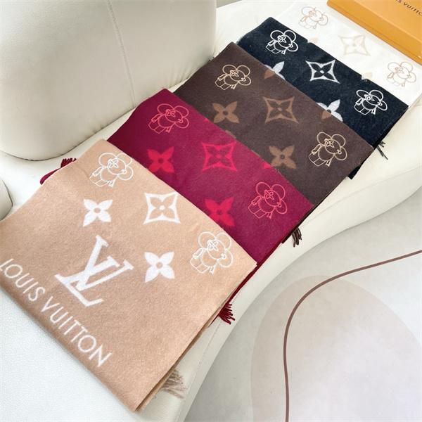 Louis Vuitton ルイ・ヴィトン 2025限定 モノグラム×フラワーマスコット カシミヤマフラー 191×46cm
