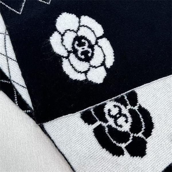 CHANEL シャネル カメリア＆キルティング柄 カシミヤマフラー 33×180cm 2025冬新作
