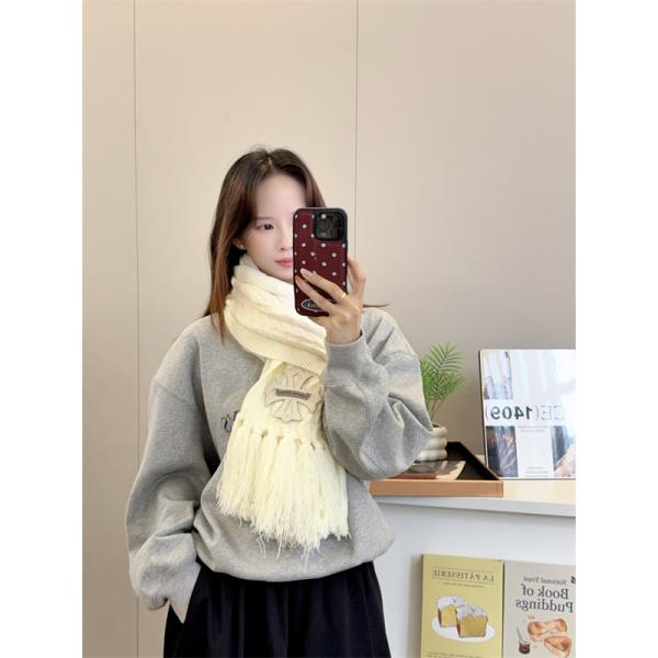 CHROME HEARTS クロムハーツ 2025秋冬新作 ケーブル編み フリンジ付き ニットマフラー