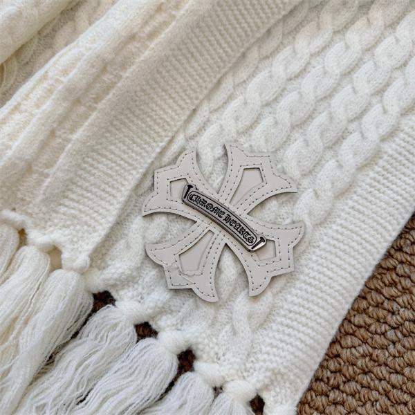 CHROME HEARTS クロムハーツ 2025秋冬新作 ケーブル編み フリンジ付き ニットマフラー