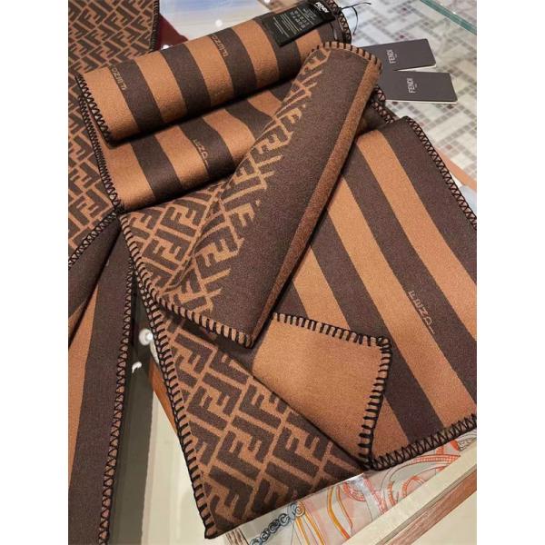 FENDI フェンディ 2025秋冬新作 リバーシブル ウールシルク マフラー FFロゴ 30×180cm