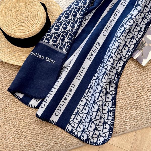 DIOR ディオール 2025秋冬新作 リバーシブル オブリーク マフラー 三角ステッチ ロック仕上げ エレガント 防寒 レディース スカーフ