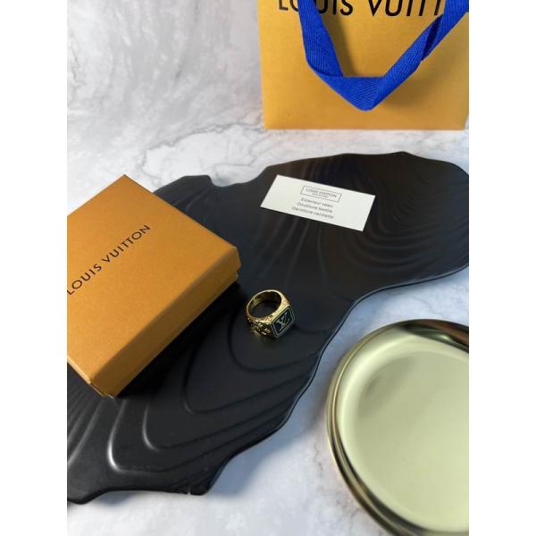 LOUIS VUITTON スーパーコピー ゴールドブロック ブラックエナメル 豪華 ルイヴィトン メンズ指輪