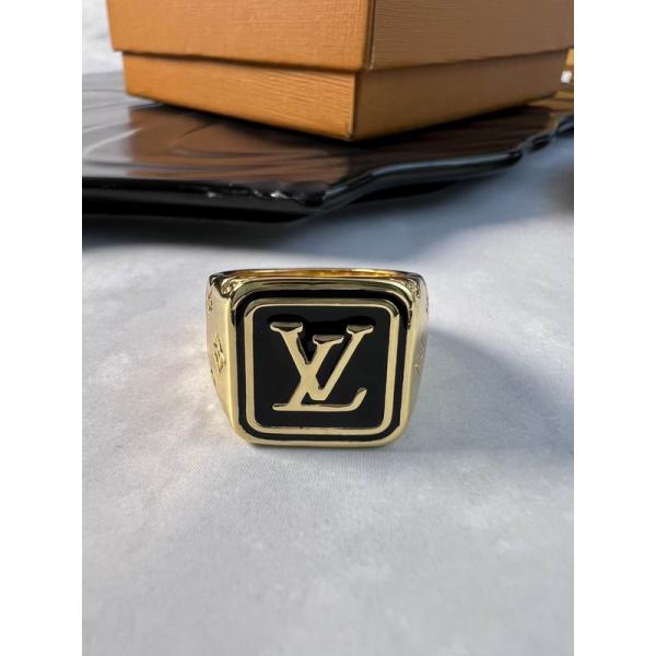LOUIS VUITTON スーパーコピー ゴールドブロック ブラックエナメル 豪華 ルイヴィトン メンズ指輪