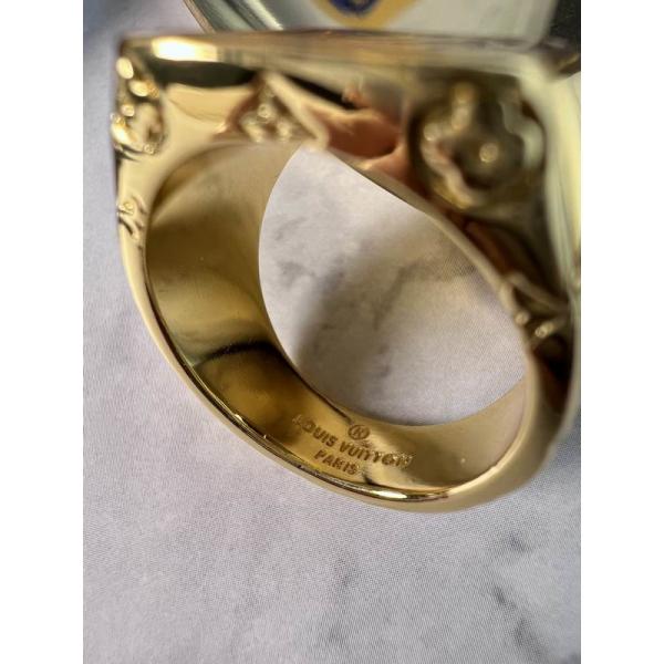 LOUIS VUITTON スーパーコピー ゴールドブロック ブラックエナメル 豪華 ルイヴィトン メンズ指輪