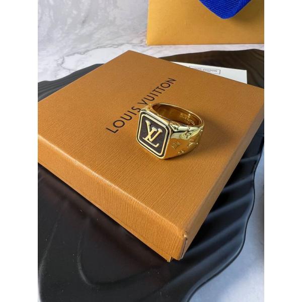 LOUIS VUITTON スーパーコピー ゴールドブロック ブラックエナメル 豪華 ルイヴィトン メンズ指輪