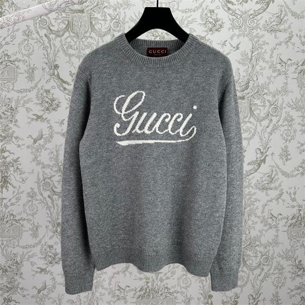 白ロゴ刺繍 グレー グッチ GUCCI スーパーコピーセーター ユニセックス クラシック 2025秋冬必須