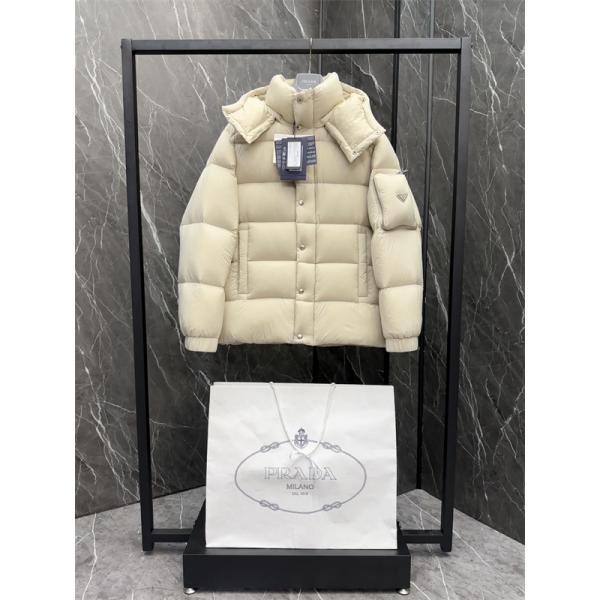 PRADA 激安｜2025秋冬 超軽量リップストップ ダウンジャケット フード着脱可 男女兼用