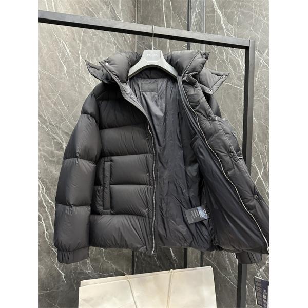 PRADA 激安｜2025秋冬 超軽量リップストップ ダウンジャケット フード着脱可 男女兼用