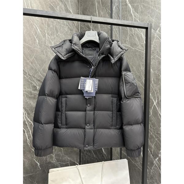 PRADA 激安｜2025秋冬 超軽量リップストップ ダウンジャケット フード着脱可 男女兼用