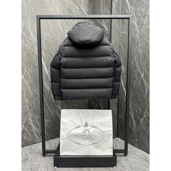 PRADA 激安｜2025秋冬 超軽量リップストップ ダウンジャケット フード着脱可 男女兼用