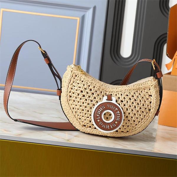 ムーンシェイプ Louis Vuitton 草編みロゴプレート ルイヴィトン ショルダーバッグ 偽物 レディース ユニーク