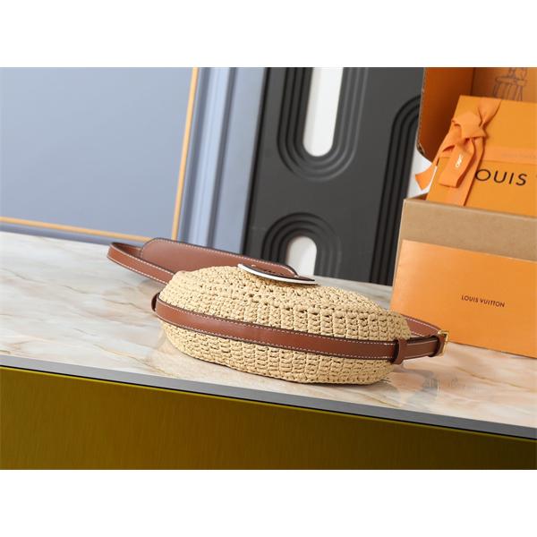 ムーンシェイプ Louis Vuitton 草編みロゴプレート ルイヴィトン ショルダーバッグ 偽物 レディース ユニーク
