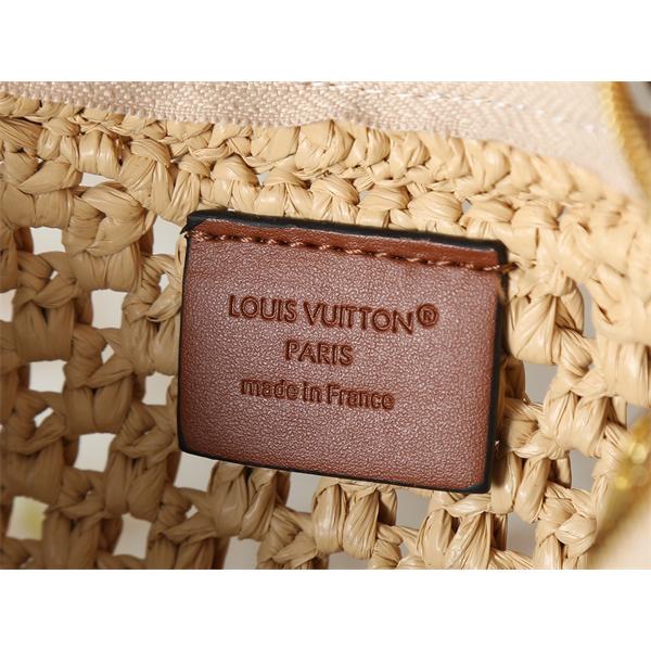 ムーンシェイプ Louis Vuitton 草編みロゴプレート ルイヴィトン ショルダーバッグ 偽物 レディース ユニーク