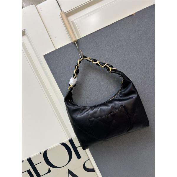 ブラックレザー 編み込みチェーン シャネル ハンドバッグ スーパーコピー レディース エレガント CHANEL