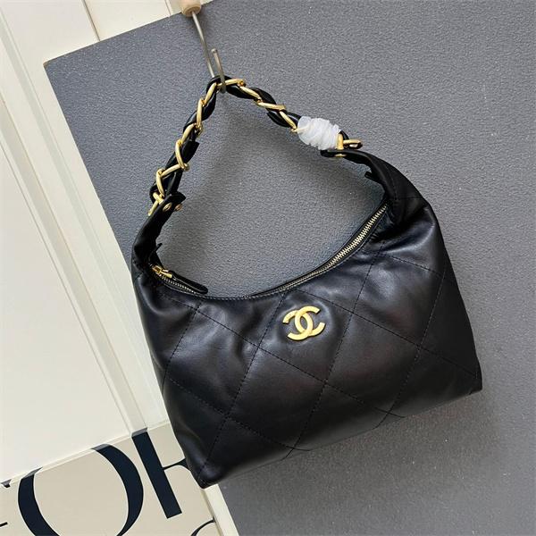 ブラックレザー 編み込みチェーン シャネル ハンドバッグ スーパーコピー レディース エレガント CHANEL