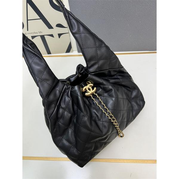 CHANEL ブラックレザー チェーンアクセント シャネル ハンドバッグ コピー 1S3252 レディース エレガント