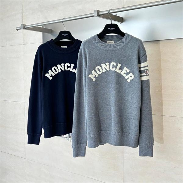  ロゴレタリング ネイビー / グレー モンクレール 2025秋冬 MONCLER コピーセーター ユニセックス クラシック