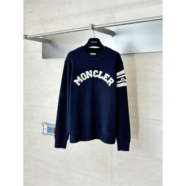  ロゴレタリング ネイビー / グレー モンクレール 2025秋冬 MONCLER コピーセーター ユニセックス クラシック